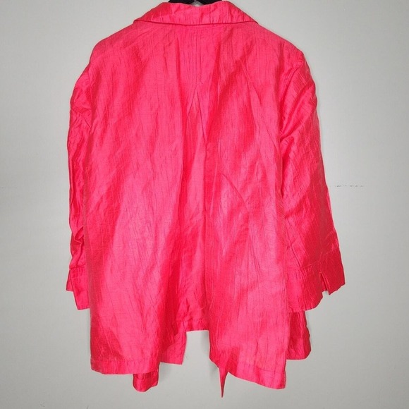 Maggie Barnes Catherines Linen Blend Jacket Coral Open Front 2X 24W Lightweight - Picture 4 of 4
